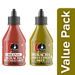 Ching's Secret Sriracha Green Chilli Sauce 225g+Original Sriracha Hot Chilli Sauce 230g Combo 2 items