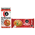 Ching's Secret Hot Garlic Instant Noodles, 240 g + Schezwan Stir Fry Cooking Sauce, 250 g Combo (2 Items)