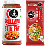 Ching's Secret Hot Garlic Instant Noodles, 240 g + Schezwan Stir Fry Cooking Sauce, 250 g Combo (2 Items)