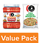Ching's Secret Schezwan Chutney 590g+Veg Hakka Noodles 560g Combo 2 items