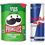 bb Combo Red Bull Energy Drink, 250 ml + Pringles Sour Cream & Onion Potato Crisps, 40 g Combo (2 Items)
