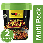 Wow! Noodles Hot & Spicy Korean Veg Ramen Cup Noodles 2x90 g (Multipack)