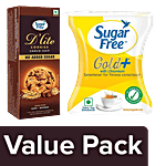 Sugar Free D'Lite Choco Chip Cookies 75 g+ Gold+ Tabletop Sweetener 50 g Combo (2 items)