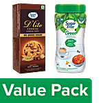 Sugar Free D'Lite Choco Chip Cookies 75 g + Green Sweetener With Natural Stevia 200 g Combo (2 items)