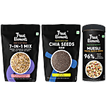 True Elements Raw Chia Seeds, 250 g + 7-In-1 Mix, 250 g + Fruits, Nuts & Seeds Muesli, 400 g Combo (3 Items)
