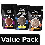 True Elements Raw Chia Seeds, 250 g + Raw Flax Seeds, 250 g + Raw Sunflower Seeds,150 g Combo (3 Items)