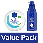Nivea Nourishing Lotion Body Milk 400ml + Soft Light Vitamin E Moisturiser 300ml Combo (2 Items)