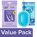Godrej Aer Lavender Bloom Bathroom Fragrance, 10 g + Cool Aqua Car Fragrance, 7.5 g Combo (2 Items)