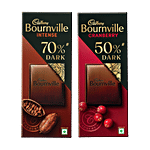 bb Combo Cadbury Bournville Intense 70% Dark 75g + Cranberry 50% Dark Chocolate Bar 78g Combo (2 Items)