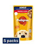 Pedigree Chicken & Liver Chunks In Gravy Adult Wet Dog Food 5x130 g (Multipack)