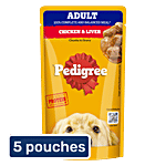 Pedigree Chicken & Liver Chunks In Gravy Adult Wet Dog Food 5x130 g (Multipack)