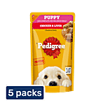 Pedigree Chicken & Liver Chunks In Gravy Puppy Wet Dog Food 5x130 g (Multipack)