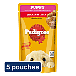 Pedigree Chicken & Liver Chunks In Gravy Puppy Wet Dog Food 5x130 g (Multipack)