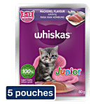 Whiskas Junior Mackeral Flavour Kitten Wet Cat Food - 2-12 Months 5x80 g (Multipack)