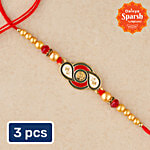 Daivya Sparsh by bigbasket Om Beaded Golden Pendant Rakhi 3x1 pc (Multipack)