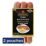 MeisterWurst Pork Bockwurst Smoked Sausage, Pork Meat 80%, No Soya 2x200 g (Multipack)