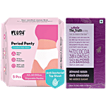 bb Combo Plush Comfort Period Panty M/L 5pcs + Whole Truth Almond Raisin Dark Choco 80g Combo 2 Items