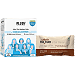 bb Combo Plush Ultrathin Sanitary Pads XXL 12pcs +WholeTruth Coffee Cocoa Protein Bar 52g Combo 2 Items