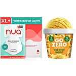 bb Combo Nua Comfort Heavy Flow Sanitary Pads XL 12 Pcs + Go Zero Mango Ice Cream 100 Ml Combo (2 Items)