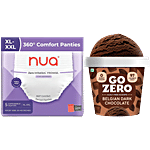 bb Combo Nua 360Comfort Period Panty XL-XXL 5Pcs+GoZero Belgian Dark Choc Icecream 100ml Combo (2 Items)