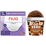 bb Combo Nua 360 Comfort Period Panty XL-XXL 5Pcs + GoZero Mocha Fudge Ice Cream 100ml Combo 2 Items