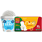 bb Combo Niine Dry Comfort Sanitary Pad XL 16Pcs + Go Zero French Vanilla Ice Cream 100ml Combo (2 Items)