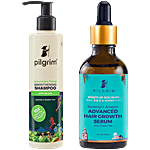 Pilgrim Advanced Hair Growth Serum, 50 ml + Smoothening Shampoo, 200 ml Combo (2 Items)