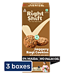 Right Shift Jaggery Ragi Cookies With Almond & Seeds - No Palm Oil, 0% Maida 3x100 g (Multipack)