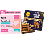 bb Combo Plush High Waist Period Panty M/L 5 pcs + Let’s Try Oats Choco Chip Cookies Combo 2 Items