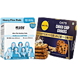 bb Combo Plush Ultra Thin XXL 12 Pads & 2 Liners + Let’s Try Oats Choco Chip Cookies 200g Combo (2 Items)