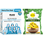 bb Combo Plush Ultra Thin XXL 12 Pads With 2 Liners + Let’s Try Khatta Meetha 180g Combo (2 Items)