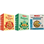Sattviko Peri Peri Makhana & Mint Makhana & Foodyoga Pink Salt & Pepper Snack, Each 40 g Combo (3 Items)