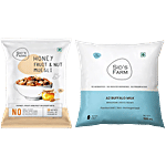 Sids Farm Honey Fruit & Nut Muesli, 3x30 g + A2 Buffalo Milk, 500 ml Combo (2 Items)
