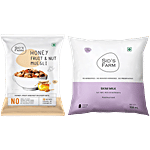 Sids Farm Honey Fruit & Nut Muesli, 3x30 g + Skim Milk, 500 ml Combo (2 Items)