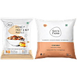 Sids Farm Honey Fruit & Nut Muesli, 3x30 g + Natural Cow Milk, 500 ml Combo (2 Items)