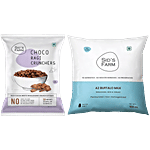 Sids Farm Choco Ragi Crunchers, 3x30 g + A2 Buffalo Milk, 500 ml Combo (2 Items)