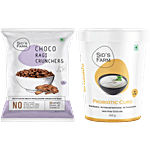 Sids Farm Choco Ragi Crunchers, 3x30 g + Probiotic Curd, 400 g Combo (2 Items)