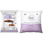 Sids Farm Choco Ragi Crunchers, 3x30 g + Skim Milk, 500 ml Combo (2 Items)
