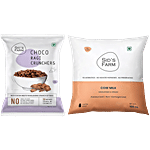 Sids Farm Choco Ragi Crunchers, 3x30 g + Natural Cow Milk, 500 ml Combo (2 Items)