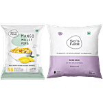 Sids Farm Mango Millet Pops, 3x30 g + Skim Milk, 500 ml Combo (2 Items)