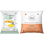 Sids Farm Mango Millet Pops, 3x30 g + Natural Cow Milk, 500 ml Combo (2 Items)