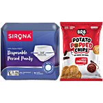 bb Combo Sirona DisposablePeriodPanty,L-XL,5pcs+BRBSpicyChipotleFlavour PotatoPoppedChips Combo (2 Items)