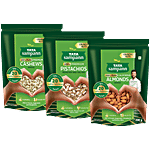 Tata Sampann Premium Cashew, Roasted & Salted Pistachio & California Almond Combo, 200g Each Combo (3 items)