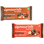 Upnourish by Pluckk Cocoa Hazelnut 15g Plant Protein Bar + Cafe Mocha 15g Plant Protein Bar, 50g Each Combo (2 Items)