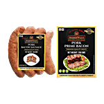MeisterWurst Pork Bacon Smoked Sausage, Meat 75%, No Soya 200 g + Pork Prime Bacon, Meat 78%, No Soya Combo (2 Items)