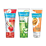 Everyuth Naturals Walnut Scrub, 100 g + Fruit Face Wash, 150 g + Aloe Vera & Cucumber Gel, 150 g Combo