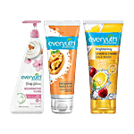 Everyuth Naturals Flora Body Lotion, 500ml + Lemon & Cherry Face Wash, 150g + Walnut Scrub, 200g Combo