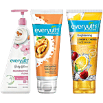 Everyuth Naturals Flora Body Lotion, 500ml + Lemon & Cherry Face Wash, 150g + Walnut Scrub, 200g Combo