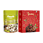 bb Combo Yuvika’s Signature Plum Cake, 150 g + Happilo Californian Pistachios, 200 g Combo (2 Items)