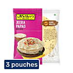 Mother's Recipe Jeera Papad - Hand-Rolled, Crunchy 3x180 g Pouch (Multipack)